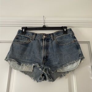 Levi's Blue Frayed Jean Shorts